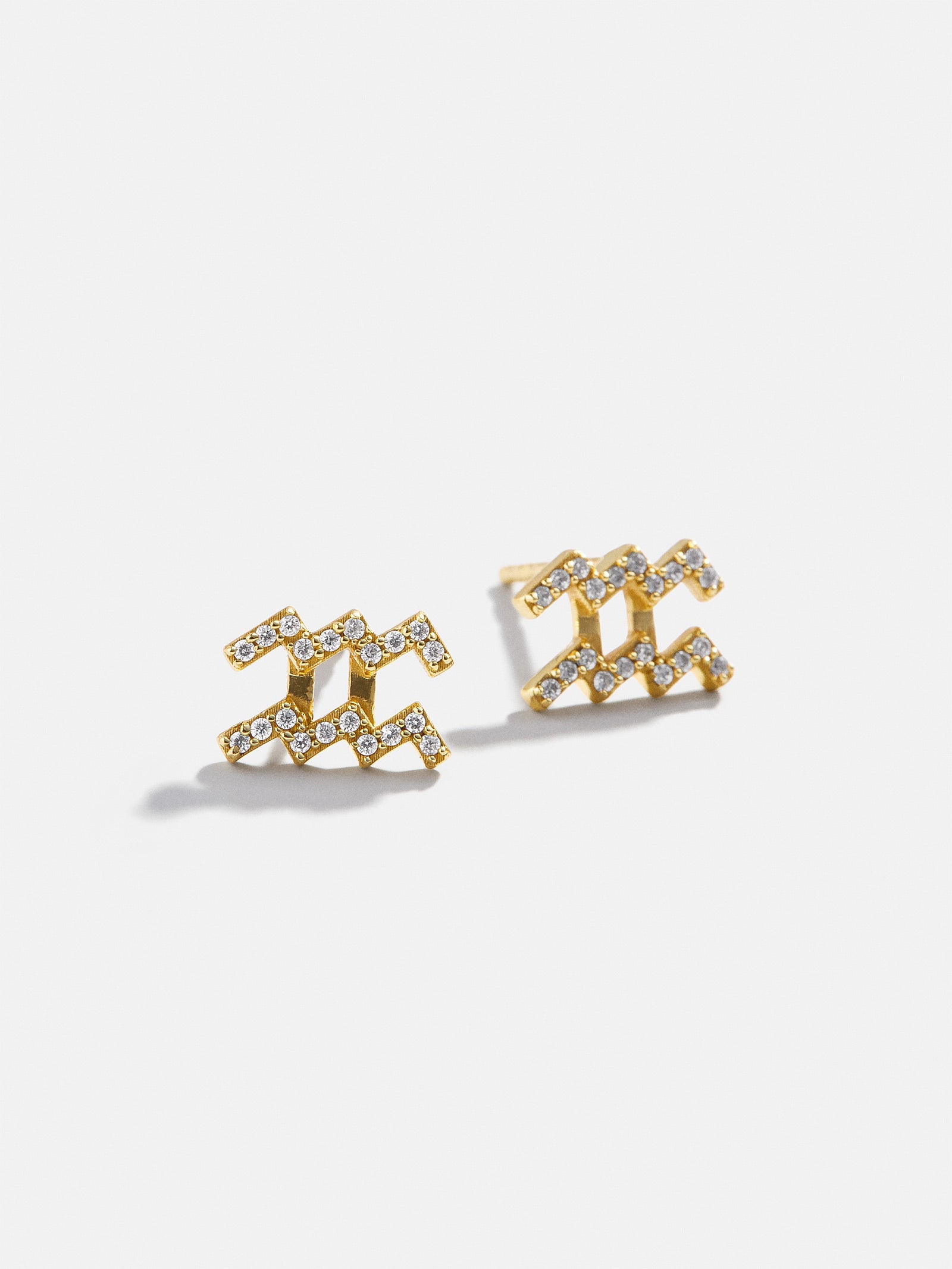 18K Gold Zodiac Earrings - 18K Gold. Pavé Cubic Zirconia Stones