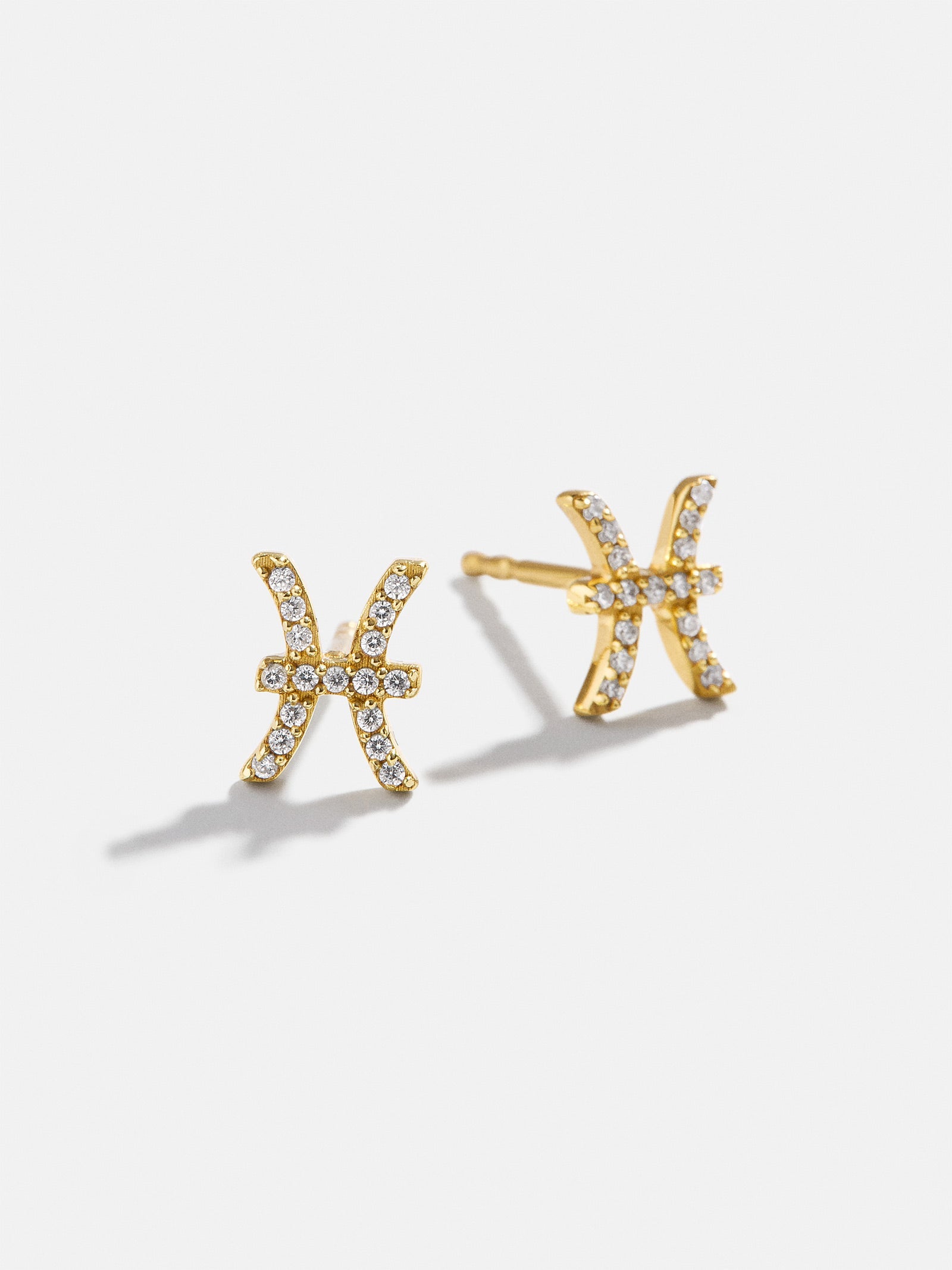 18K Gold Zodiac Earrings - 18K Gold. Pavé Cubic Zirconia Stones