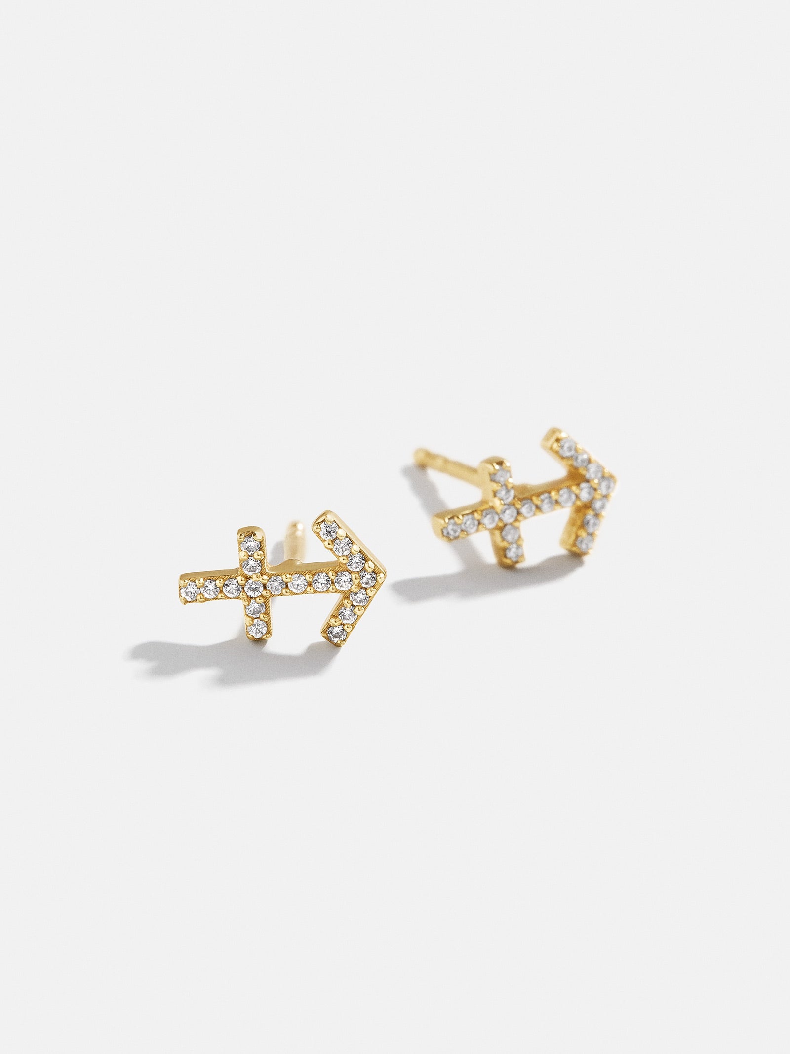 18K Gold Zodiac Earrings - 18K Gold. Pavé Cubic Zirconia Stones