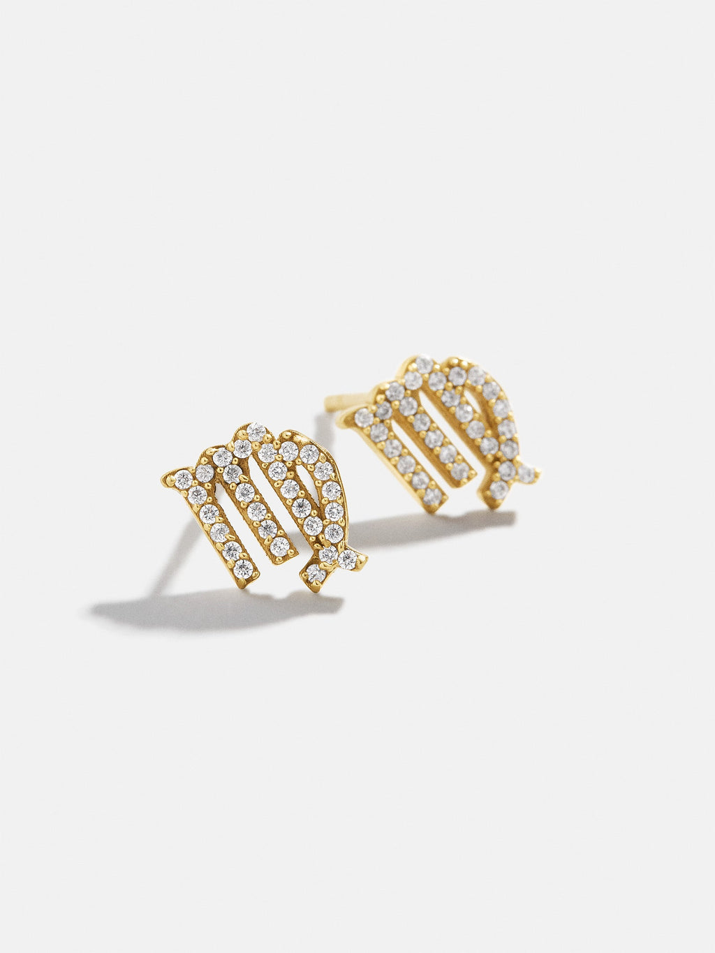 18K Gold Zodiac Earrings - 18K Gold. Pavé Cubic Zirconia Stones