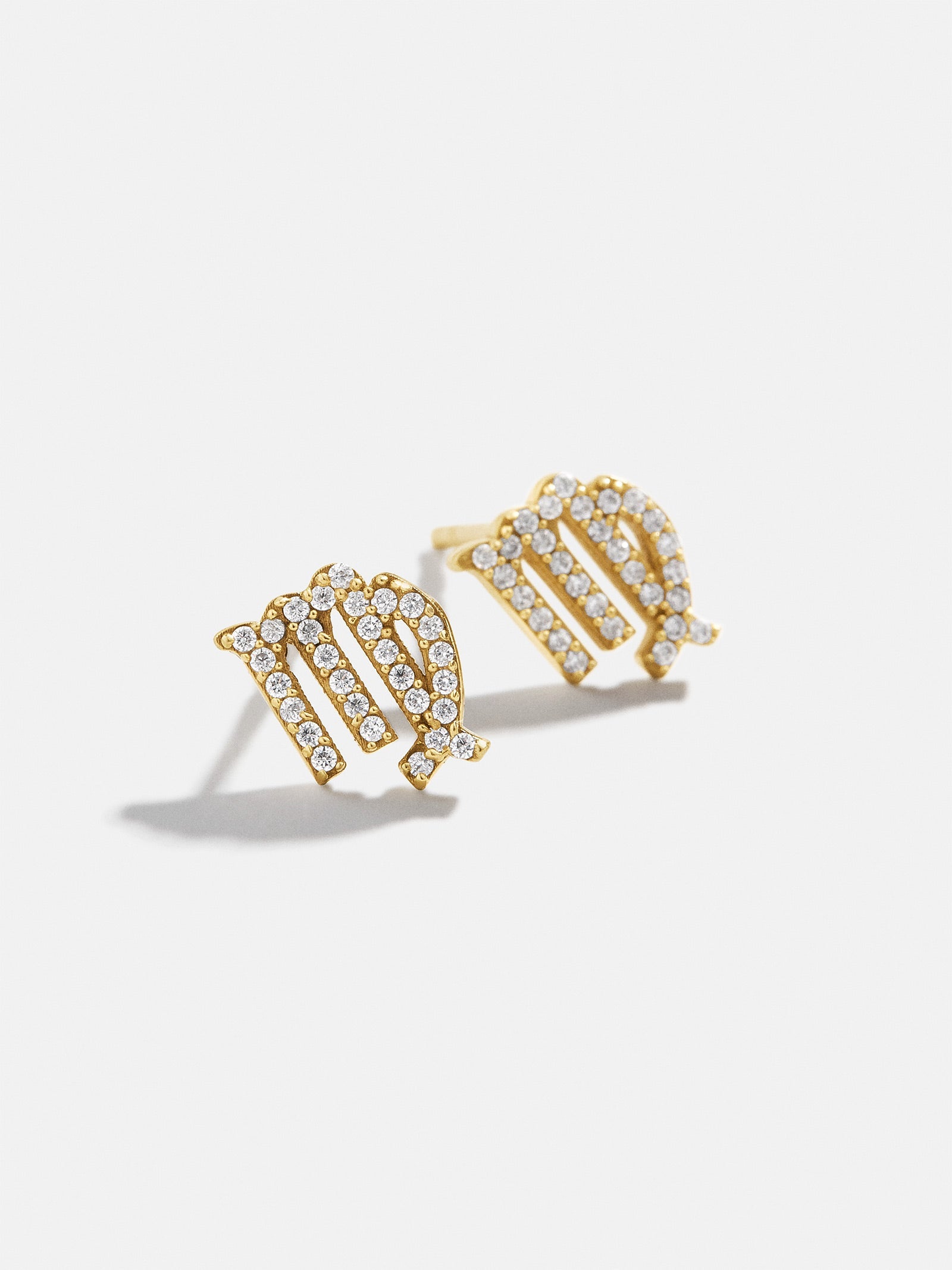 18K Gold Zodiac Earrings - 18K Gold. Pavé Cubic Zirconia Stones