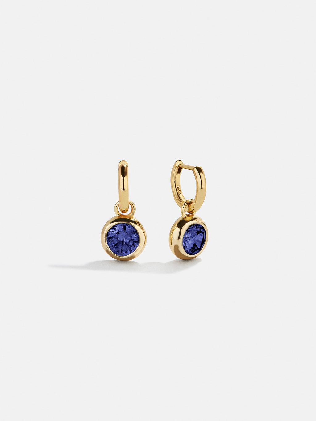 18K Gold Birthstone Drop Earrings - Sapphire