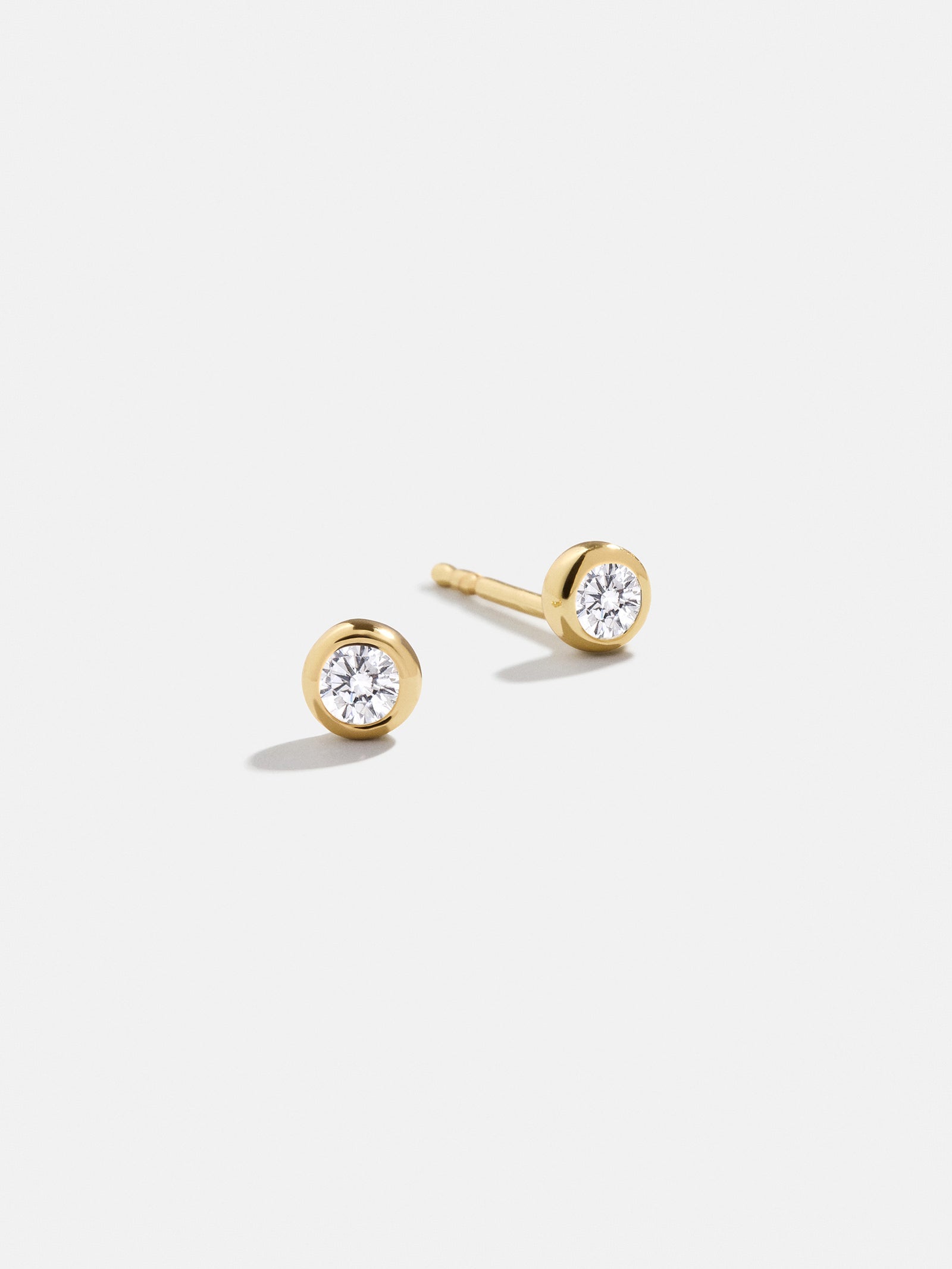 18K Gold Birthstone Stud Earrings - Crystal