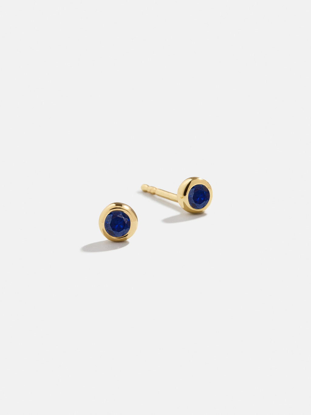18K Gold Birthstone Stud Earrings - Sapphire