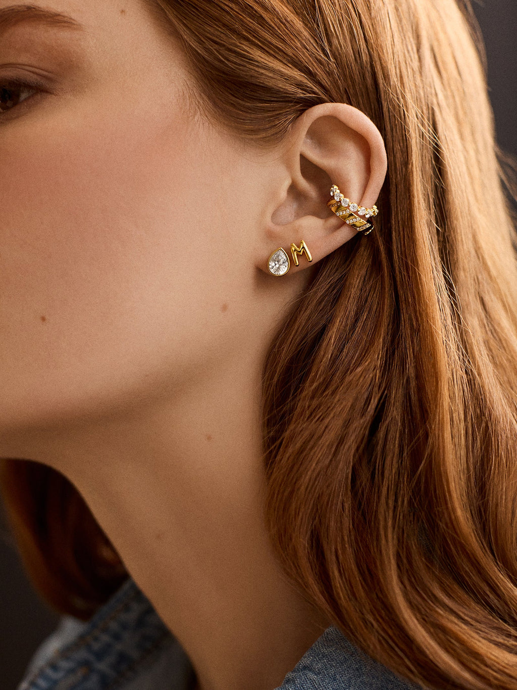 18K Gold Single Bubble Initial Earring - Bubble Initial