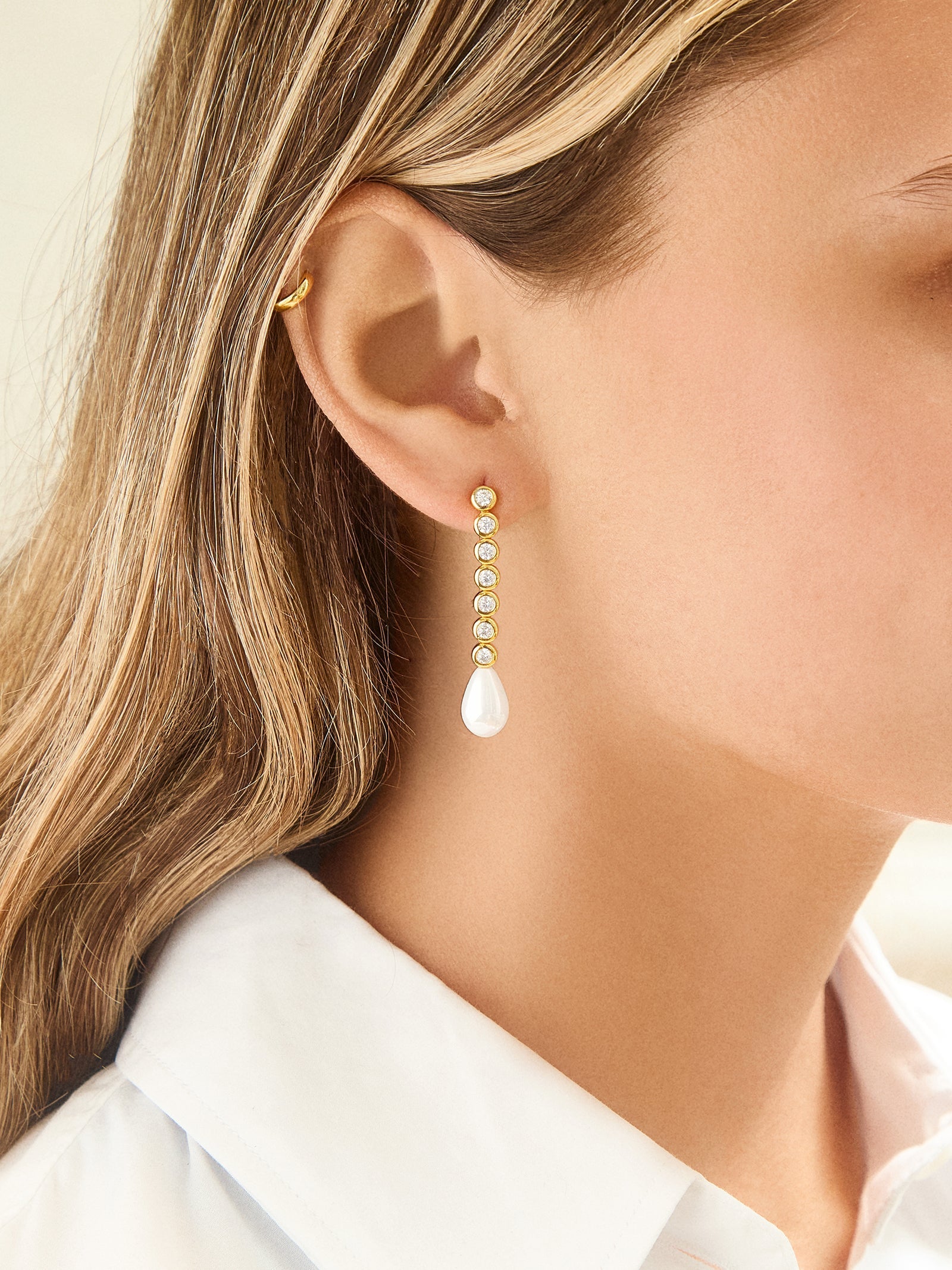 18K Gold Mabel Earrings - Gold/Pavé